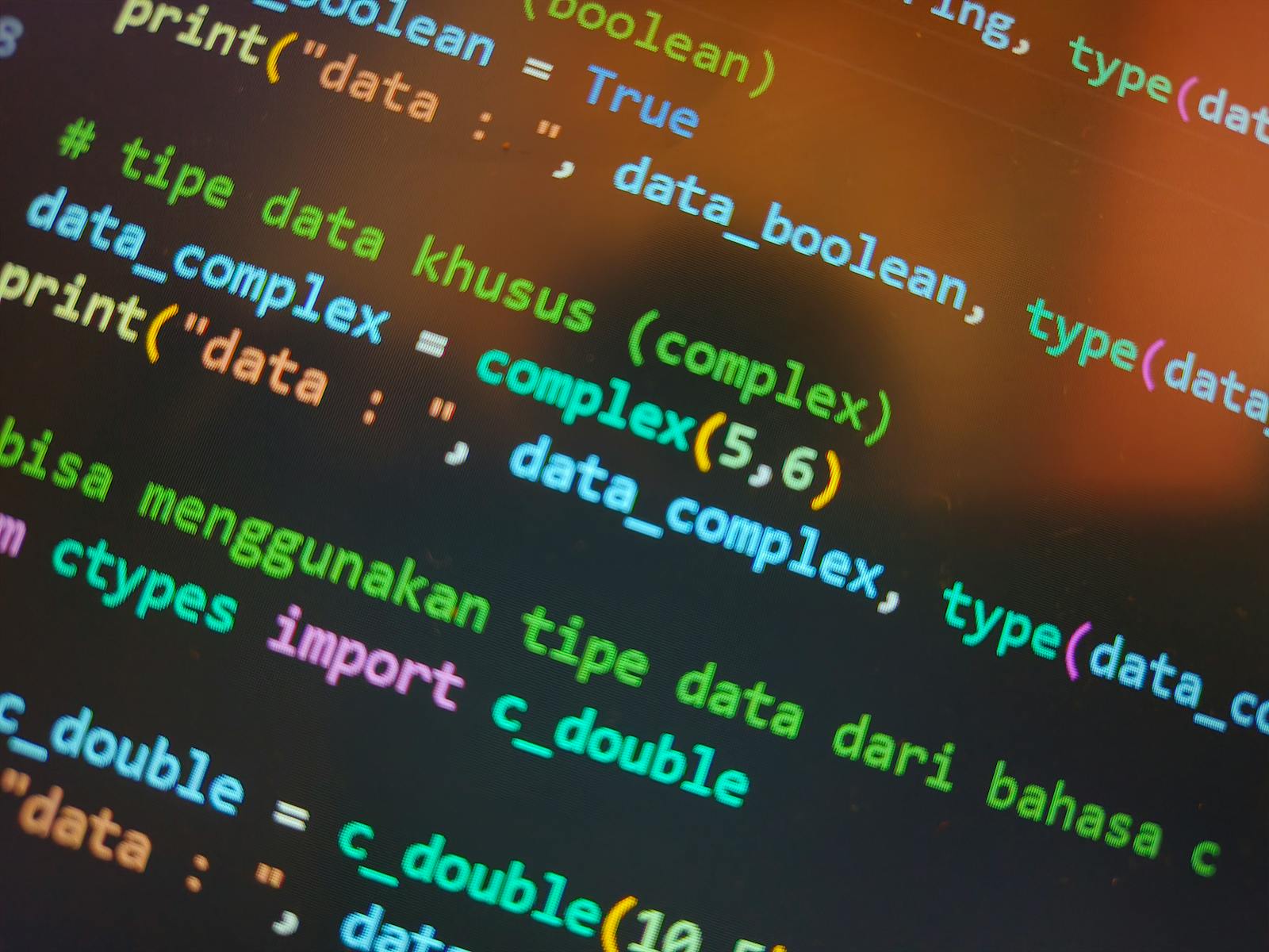 Vibrant and engaging code displayed on a computer screen, showcasing programming concepts.